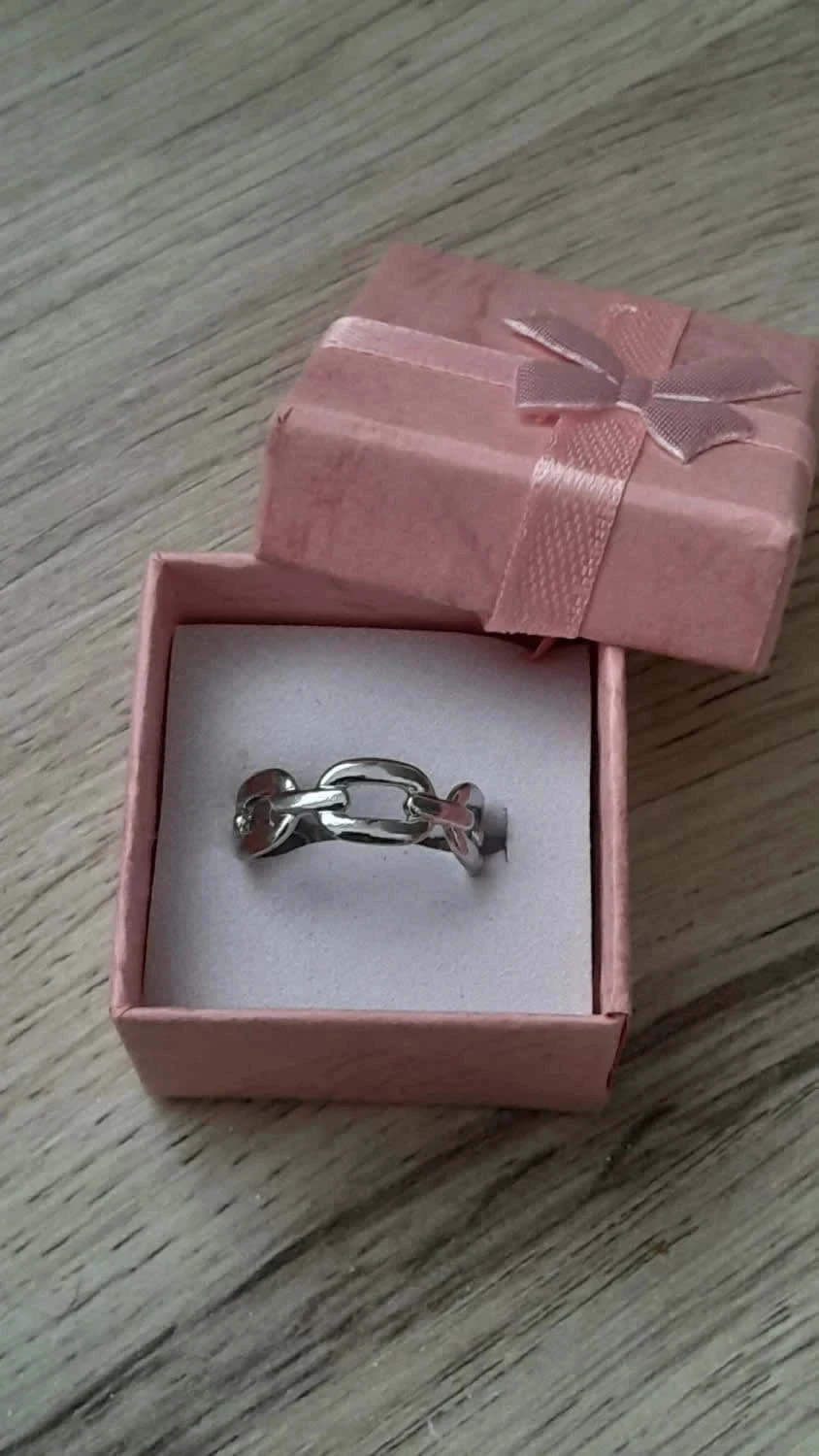 Bague argentée, style bohème, chaine, réglable